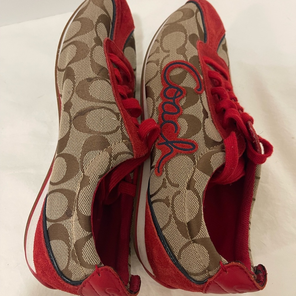 Coach Women's Red Logo Slip-On Sneakers - Picture 2 of 8
